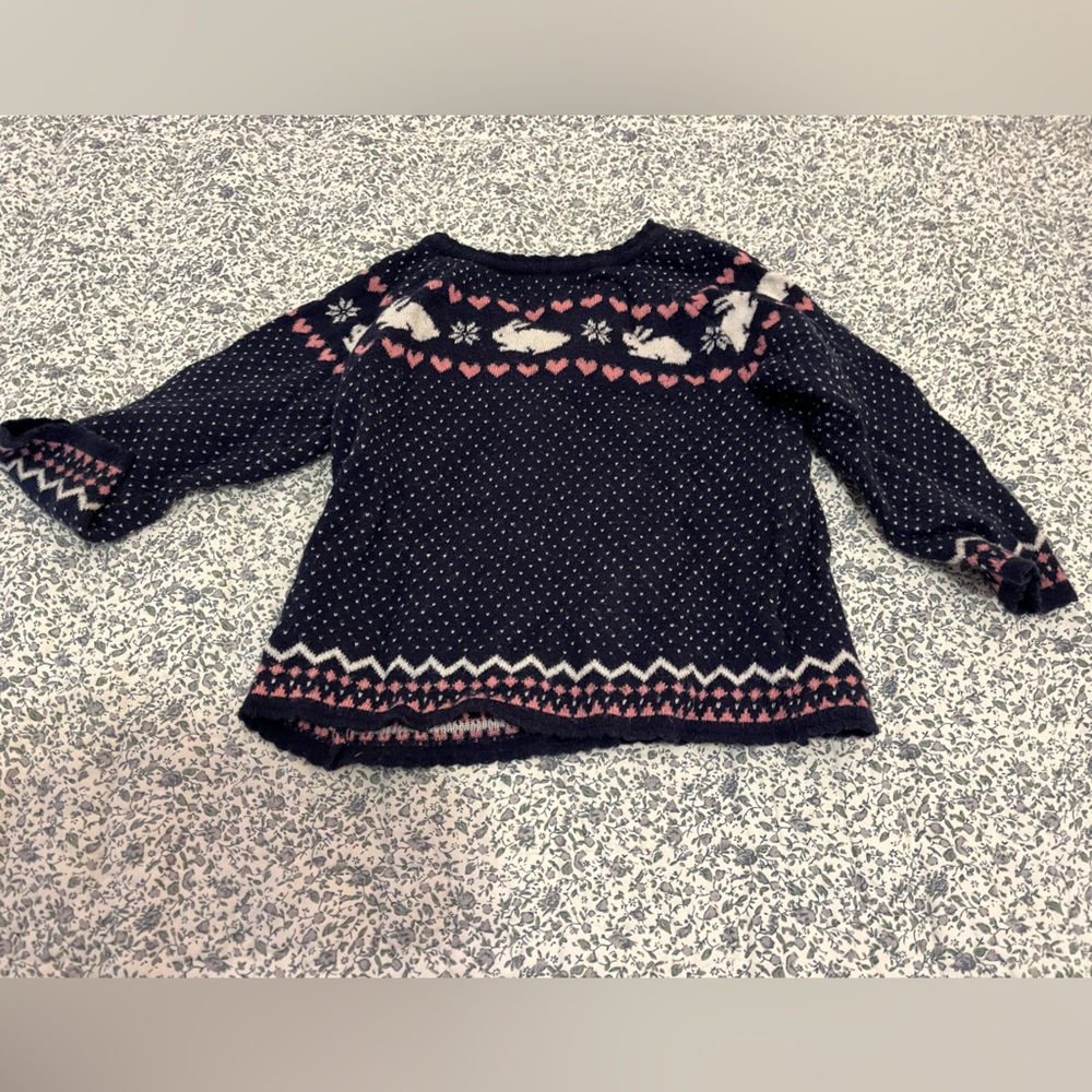 Adorable Dark Blue Bunny Sweater for Baby Girls